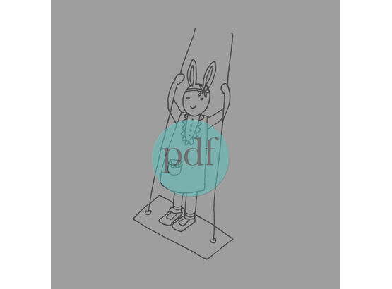 'Bunny Girl On Swing' PDF Embroidery Pattern