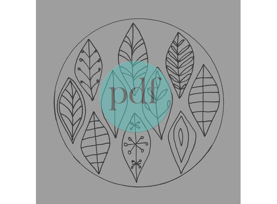 'Patterned Leaves' PDF Embroidery Template